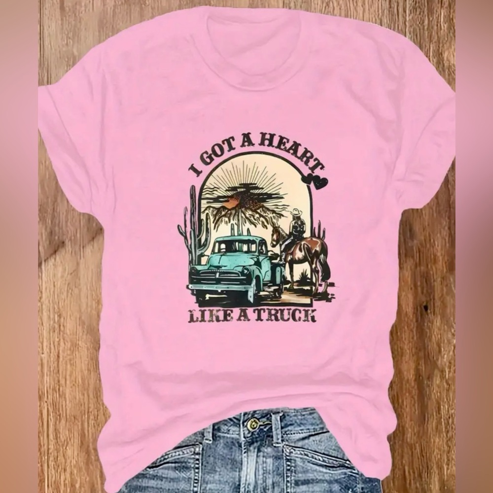 🤠Sold🤠 Pink Graphic T-Shirt with Western Print